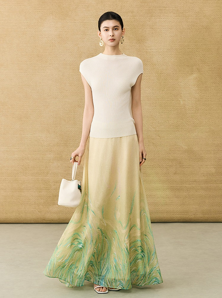 HECO Chinese Style Gradient Print Summer Temperament Charm Skirt - ZADE.