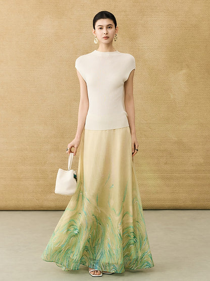 HECO Chinese Style Gradient Print Summer Temperament Charm Skirt - ZADE.