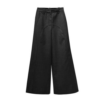 ANNAKIKI Women's Niche Wool Split Loose Casual Wide-Leg Pants-EARL