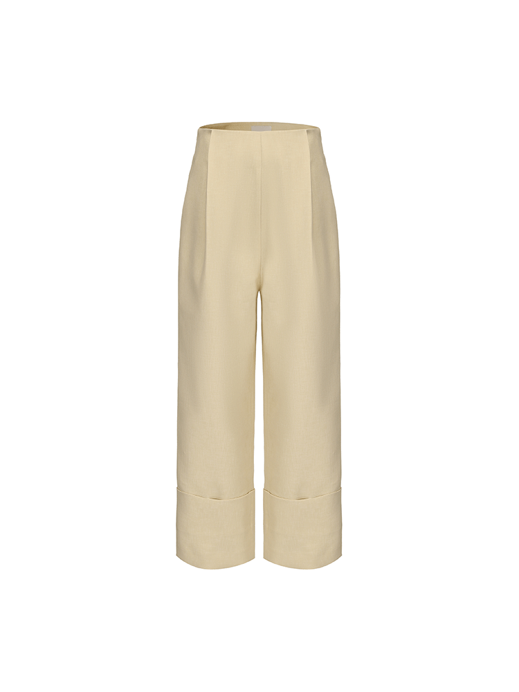 ATELIER MISS LU Fold-Over Leg Design Straight Cropped Pants - JAZZ.