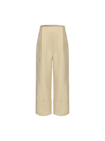 ATELIER MISS LU Fold-Over Leg Design Straight Cropped Pants - JAZZ.