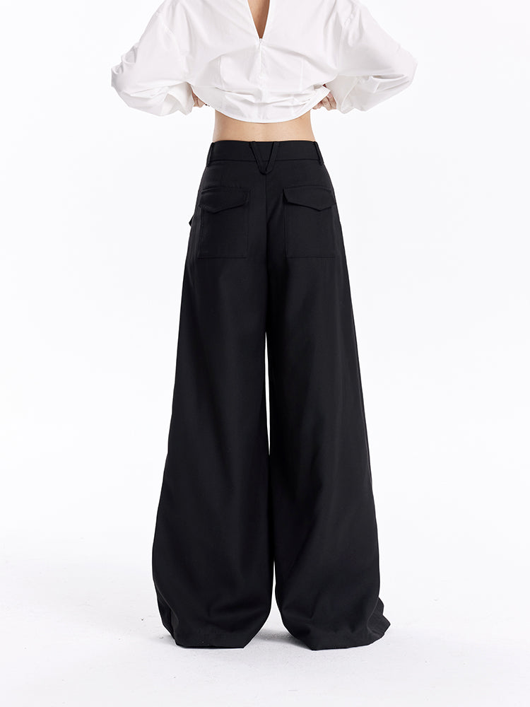 TINY IN women's high-waisted wide-leg black pants -CHERRY