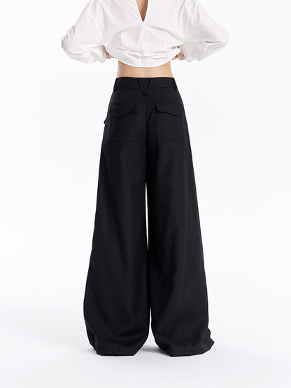 TINY IN women's high-waisted wide-leg black pants -CHERRY