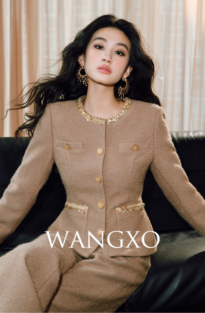 WANGXO | Milky Way Meteor Tweed Hand-Woven Two-Piece Outfit Set-NORA.