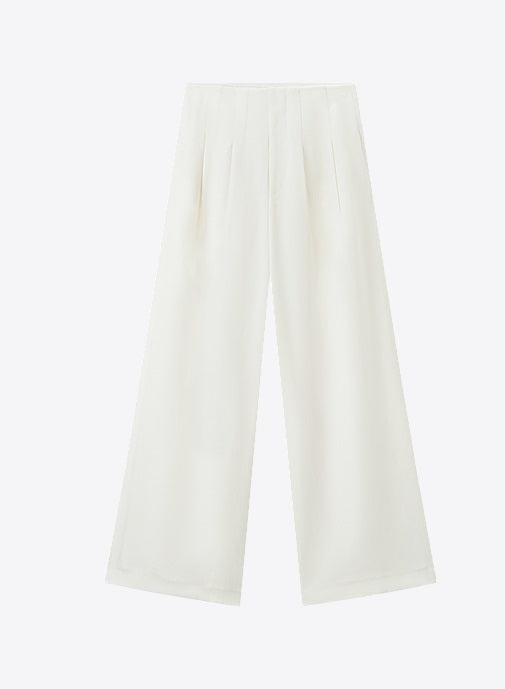 COMME MOI Lu Yan designer new women's triacetate white wide-leg pants - PROUD.