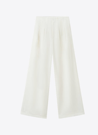 COMME MOI Lu Yan designer new women's triacetate white wide-leg pants - PROUD.