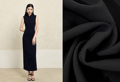 HECO Acetate Waist Black White Pleated Slim Dress Women - EARTH.