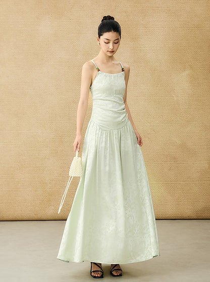 HECO Chinese Jacquard Halterneck Slip Dress  - KNO .