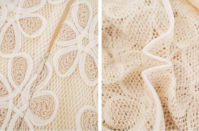 HECO Chinese style two pieces embroidered mesh spliced long dress - MAGIC.