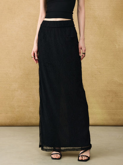 HECO Chinese style wrinkle elastic age-reducing temperament Skirt- ELLA.