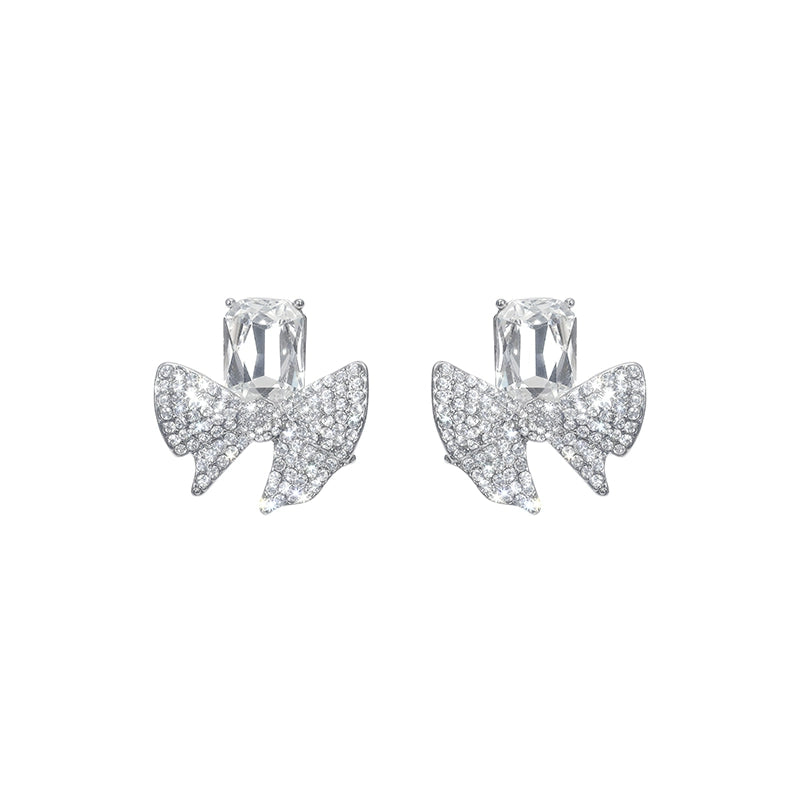 Wardrobes by Chen Luxury Sliver Butterfly Shaped Diamond Earrings-Fola