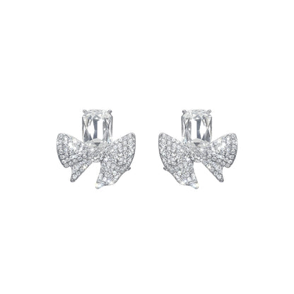Wardrobes by Chen Luxury Sliver Butterfly Shaped Diamond Earrings-Fola