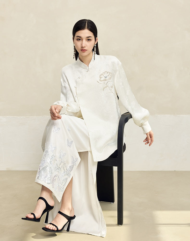 HECO Vinegar Peony Handmade Beaded Embroidered Tops Women - MERCY.