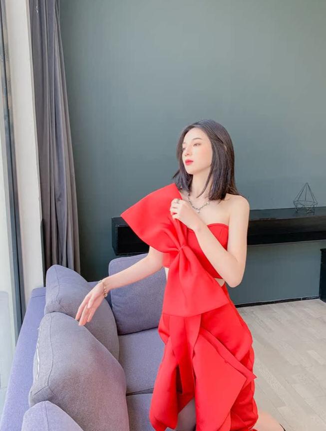 Dolly High End Sleeveless Big Bow Off Shoulder Tube Top +High Waist Irregular Skirt-LULA