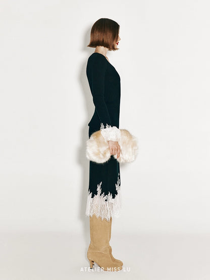 ATELIER MISS LU lace-panelled cashmere and wool-blend top - GLORY.