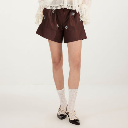 FAME Pastoral Flower Embroidered Shorts - GARIN