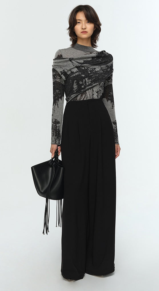 COMME MOI Lu Yan designer's new women's two-piece jacquard wool knitted sweater- TERRA.