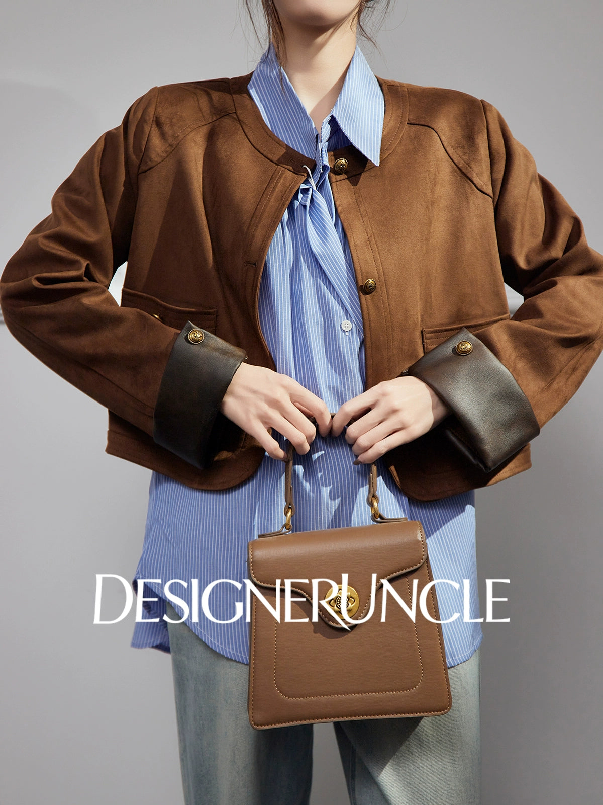 DGU| Coffee Retro Lapel Design Sense Fashion Niche Light Luxury Niche Top Jacket - HOLY.