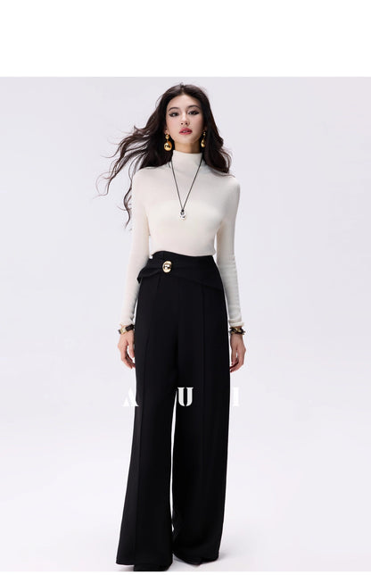 AUI Black Professional  Suit High-Waisted Slim Straight Leg Pants - Jun