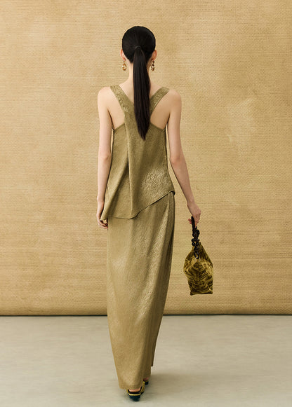 HECO Chinese Temperament Pearlescent High-Waisted High-End Texture Skirt - HELLS.