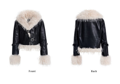 TINY IN cotton leather fur women's black jacket -JACK