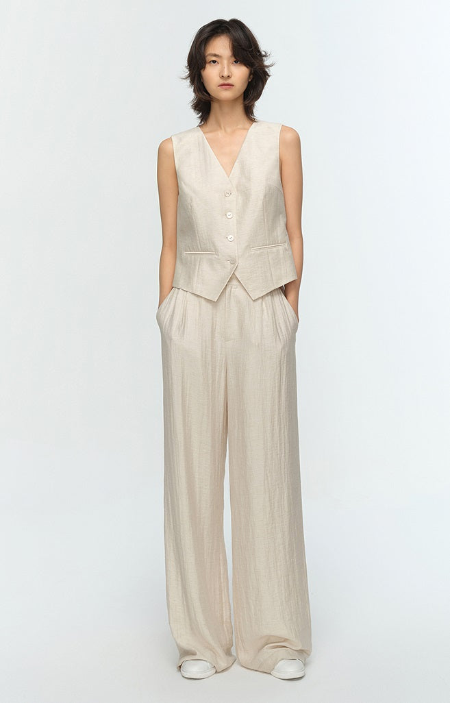 COMME MOI Summer Pleated Elasticated Wide-leg Pants - MOSES.