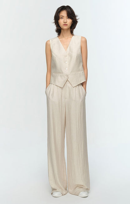 COMME MOI Summer Pleated Elasticated Wide-leg Pants - MOSES.