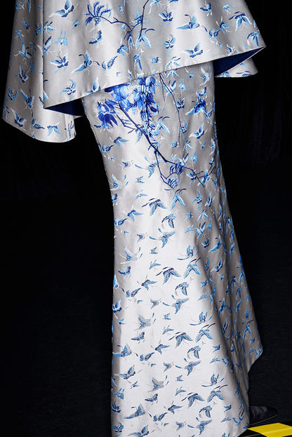 M essential Mackay designer butterfly jacquard blue vine butterfly dress skirt - MASTER.