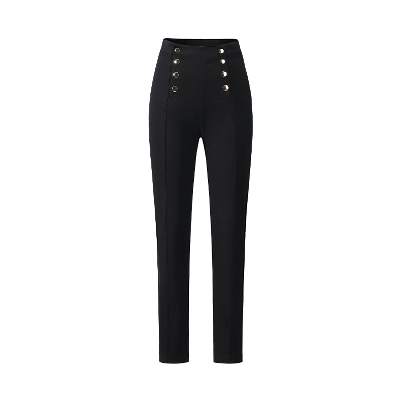 CHICHY French high-end narrow black slim small leg long pants-MIZU