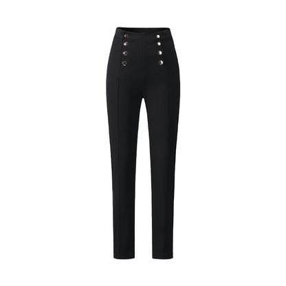 CHICHY French high-end narrow black slim small leg long pants-MIZU