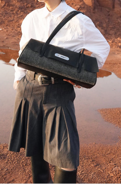 IUBALLET Tanned Leather Shoulder Barrel Bag - SPIRIT.