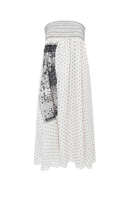 M essential Mackay designer Fubo tulle printed pavé embroidery stand-up collar shirt - LOVE.