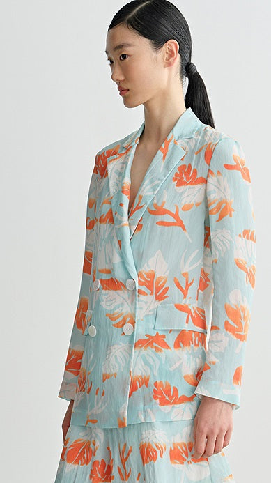COMME MOI Lv Yan designer summer women's fashion casual print double-breasted suit - EMMA.