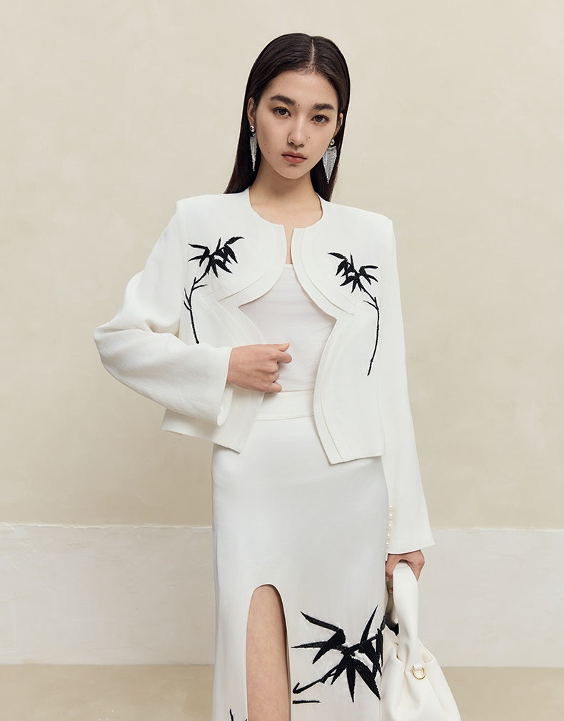 HECO spring embroidery acetate hemp short jacket women - gift.