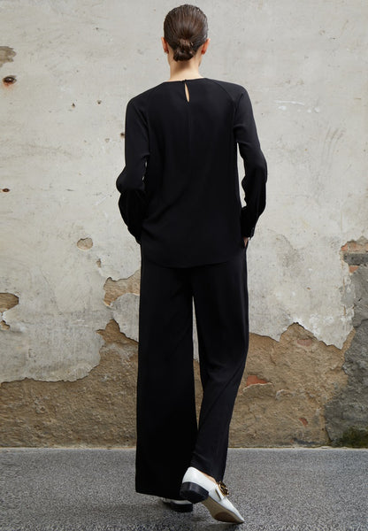 COMME MOI Designer Lu Yan Black Acetate Cutout Design Kink Pleated Shirt - LAINEY.