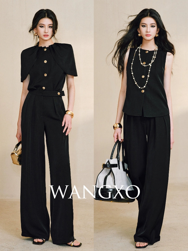 WANGXO | Skin-Friendly Fabric with High-End Metal Buckle Hand-Pinched Layered Urban Suit -NIXI