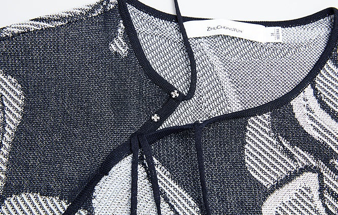 ZHUCHONGYUN Chinese diagonal placket black knit dress- NEZUKO.