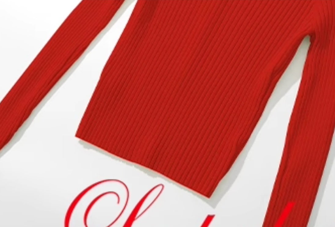 Le Palais Vintage French  Blue  Shorts Red Slim Cardigan- ELFS.