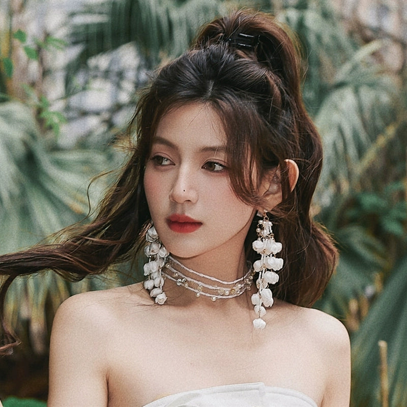 DOLLY Luxury Palace Style Flower Bud Tassel Chic Earrings-DALAL