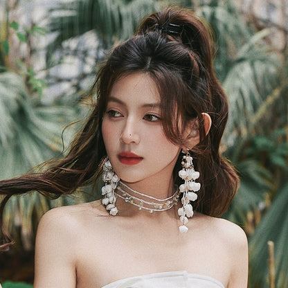 DOLLY Luxury Palace Style Flower Bud Tassel Chic Earrings-DALAL