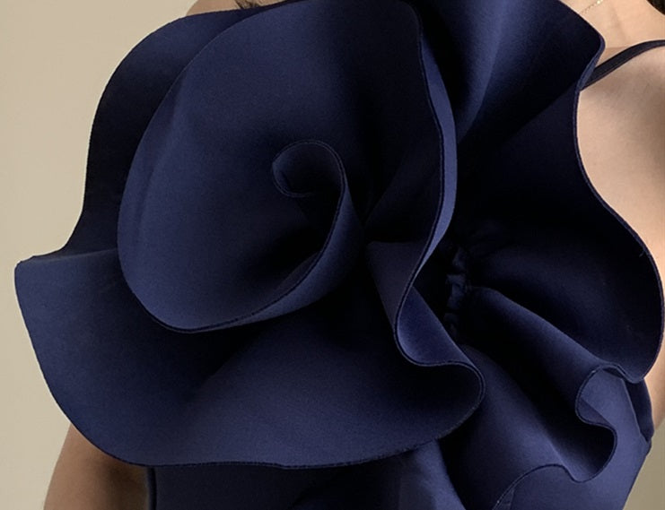 DOLLY Elegant French Style Sleeveless Ruffle Collar Slim Fit Midi Cocktail Dress-BANNIE