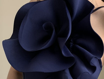 DOLLY Elegant French Style Sleeveless Ruffle Collar Slim Fit Midi Cocktail Dress-BANNIE