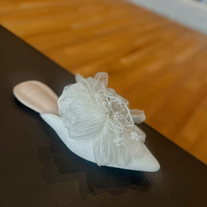 B-FEI handmade women's rhinestone flat mule shoes-TANJI.