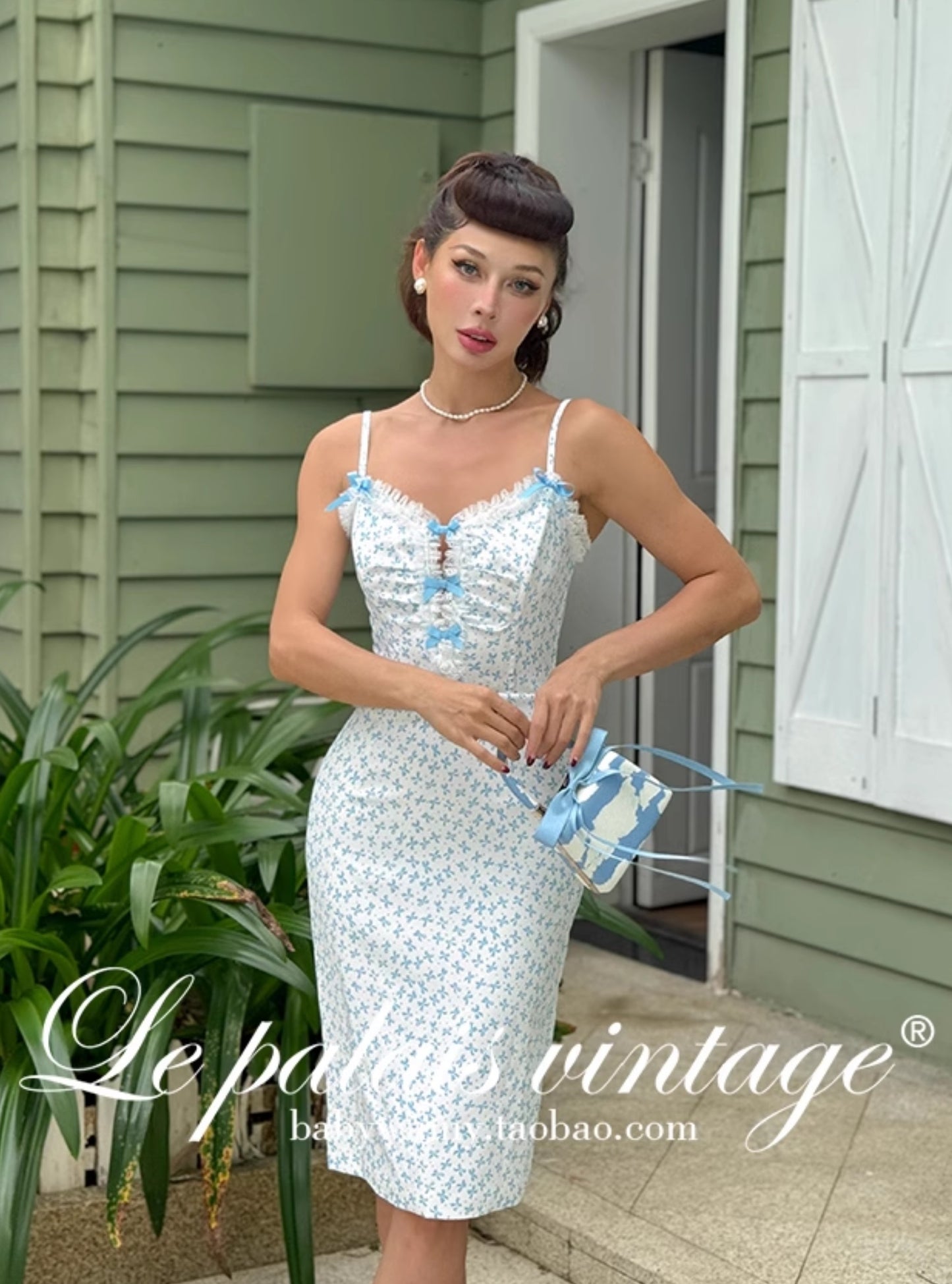 Le Palais bow pattern herringbone corset style heavy work dress-TEM