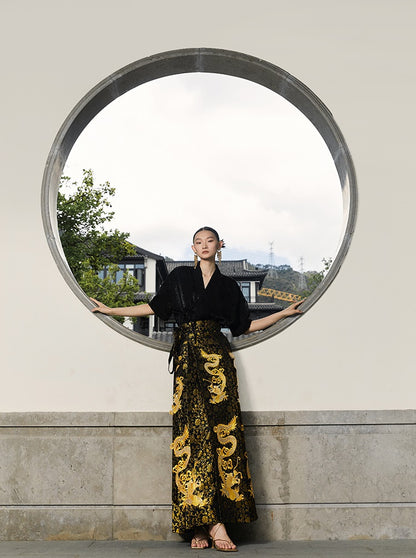 HECO Golden Dragon Year Horse Face High Waisted Skirt - allen.