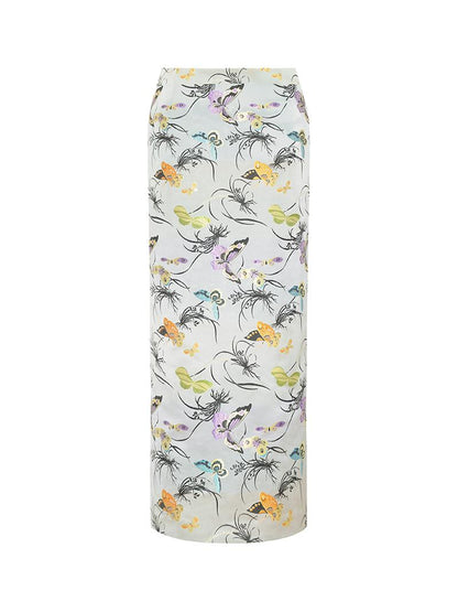 M essential Mackay designer butterfly beaded quilted cottonskirt vest shirt set - toes.