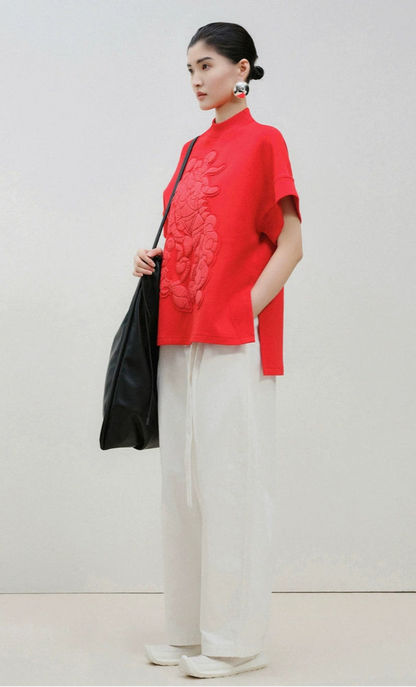 ZHUCHONGYUN dragon designed short-sleeved top-HUGH.
