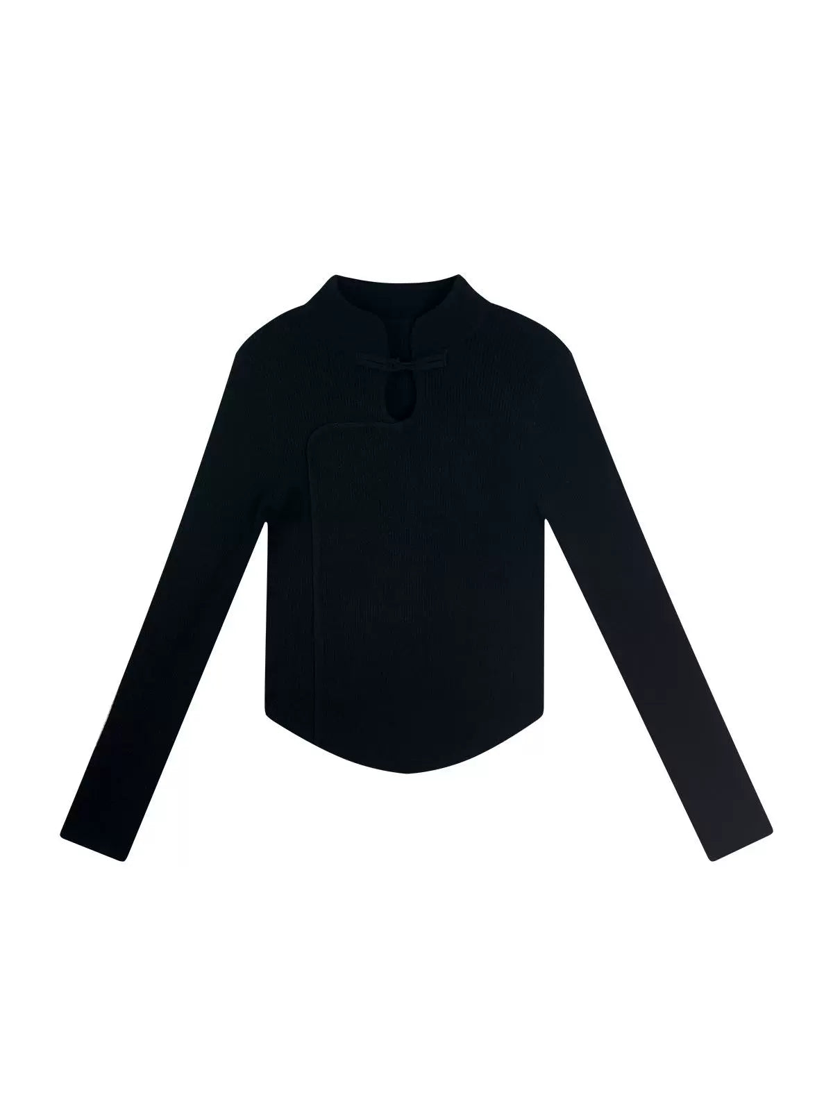 HECO Cheongsam Collar Hollow Buckle red black apricot Knitwear Slim Bottom - whom.