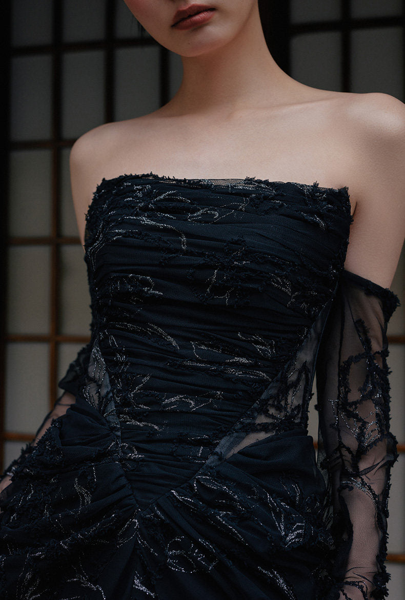 GOUDIN floral long bridal evening dress-NINA.