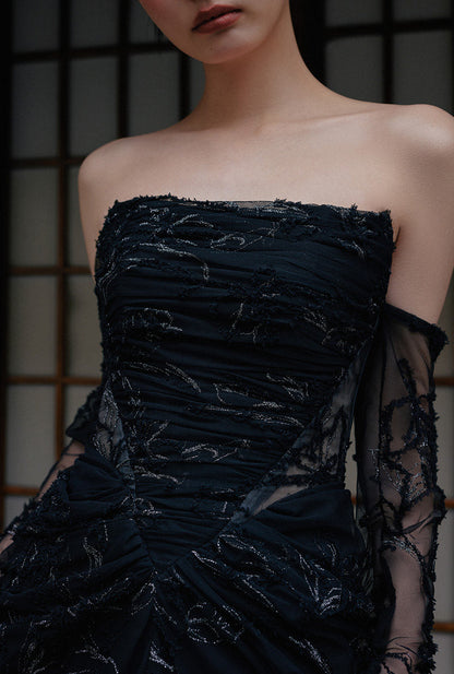GOUDIN floral long bridal evening dress-NINA.